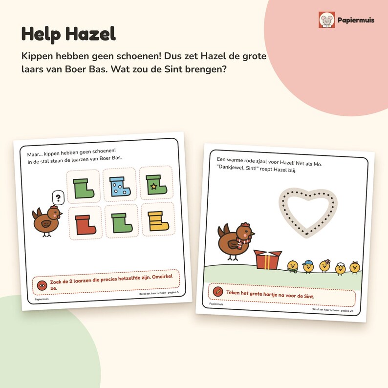 Sinterklaas doeboek peuter | Hazel zet haar schoen | Zoeken, tellen, tekenen, kleurplaten | Printbare PDF A4 | Sint cadeau | 2 tot 4 jaar image 5
