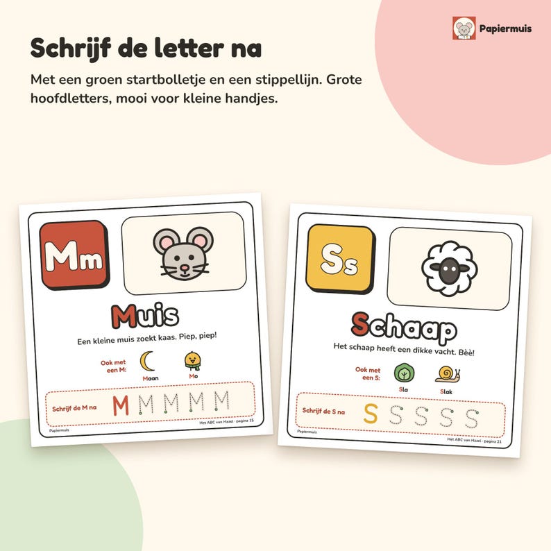 Libro ABC para niños pequeños, aprendizaje de letras, práctica del alfabeto, escritura de letras para preescolares, cuaderno de ejercicios, holandés, de 2 a 4 años, ABC de Hazel, PDF A4 imagen 4