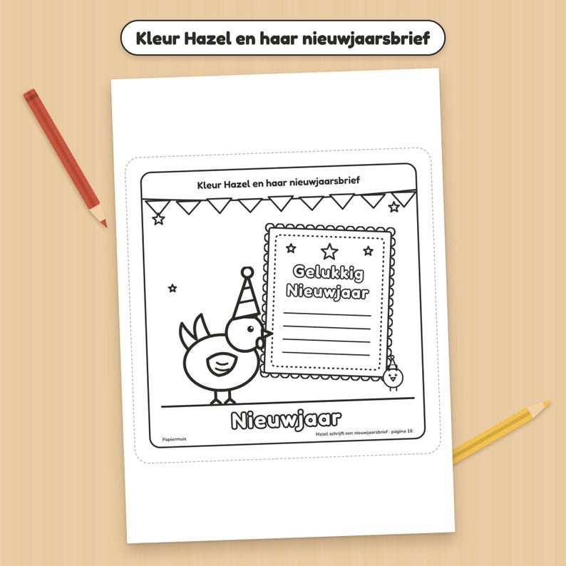 Nieuwjaar doeboek peuter, nieuwjaarsbrief, spelletjes, kleurplaat nieuwjaar, liedje, Nederlands, 2 tot 4 jaar, Hazel schrijft, PDF A4 image 6