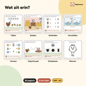 Toddler search and activity book printable, Where is Pip, 25 pages farm games, counting and searching, 2 to 4 years, Dutch, PDF A4 image 3