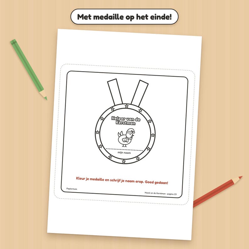 Julaktivitetsbok för småbarn, sök-och-hitta-bild, jullekar och målarbild, adventskalender, holländska, 2 till 4 år, Hassel och tomten, PDF A4 bild 8