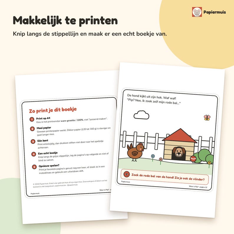 Toddler search and activity book printable, Where is Pip, 25 pages farm games, counting and searching, 2 to 4 years, Dutch, PDF A4 image 6