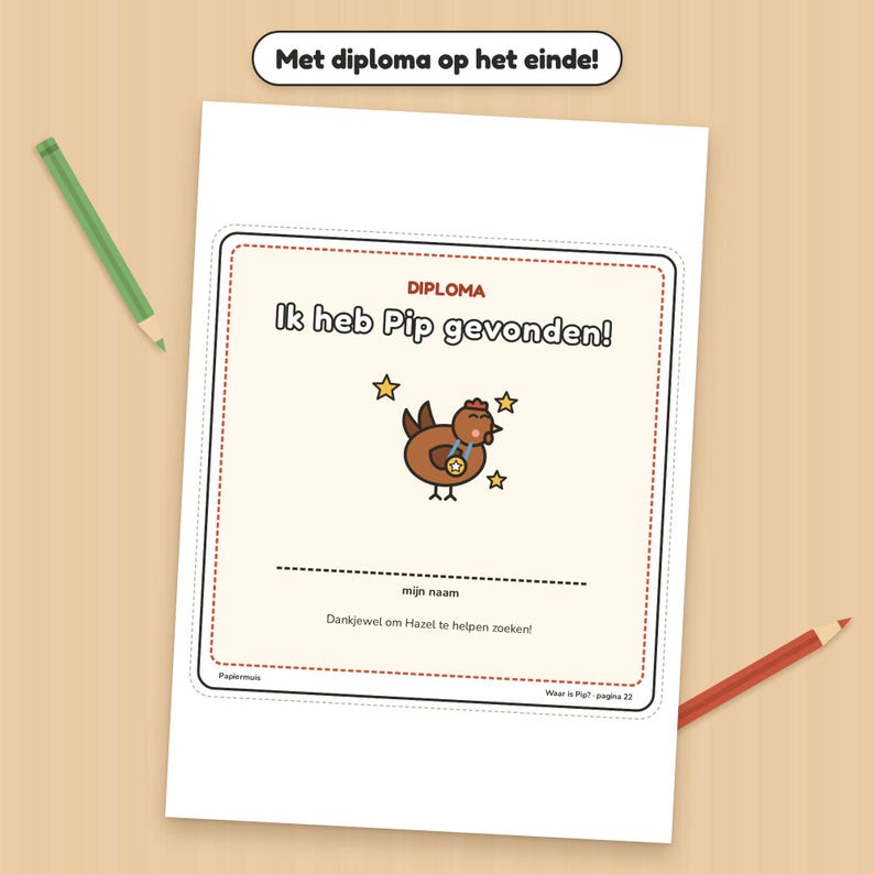 Toddler search and activity book printable, Where is Pip, 25 pages farm games, counting and searching, 2 to 4 years, Dutch, PDF A4 image 7