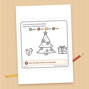 Julaktivitetsbok för småbarn, sök-och-hitta-bild, jullekar och målarbild, adventskalender, holländska, 2 till 4 år, Hassel och tomten, PDF A4 bild 4