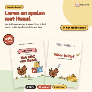 ABC boek en doeboek peuter bundel, letters leren, zoeken en tellen, Het ABC van Hazel en Waar is Pip, Nederlands, 2 tot 4 jaar, PDF A4 Bild 1
