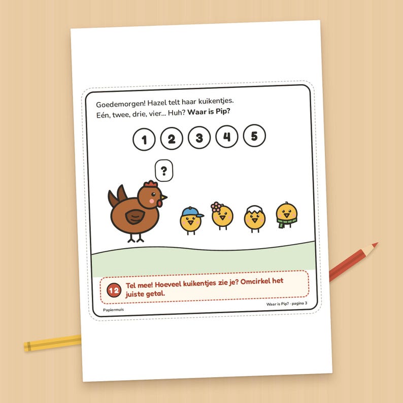 Toddler search and activity book printable, Where is Pip, 25 pages farm games, counting and searching, 2 to 4 years, Dutch, PDF A4 image 4