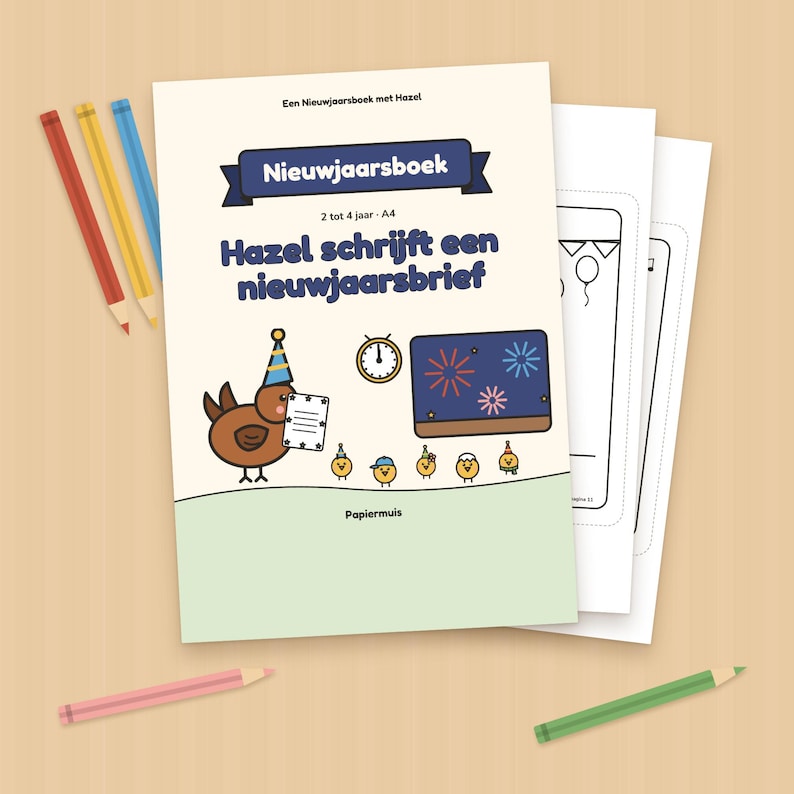 Nieuwjaar doeboek peuter, nieuwjaarsbrief, spelletjes, kleurplaat nieuwjaar, liedje, Nederlands, 2 tot 4 jaar, Hazel schrijft, PDF A4 image 2