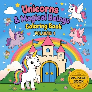 Printable Unicorns Coloring Pages for Kids (22-Page PDF) - Volume 1