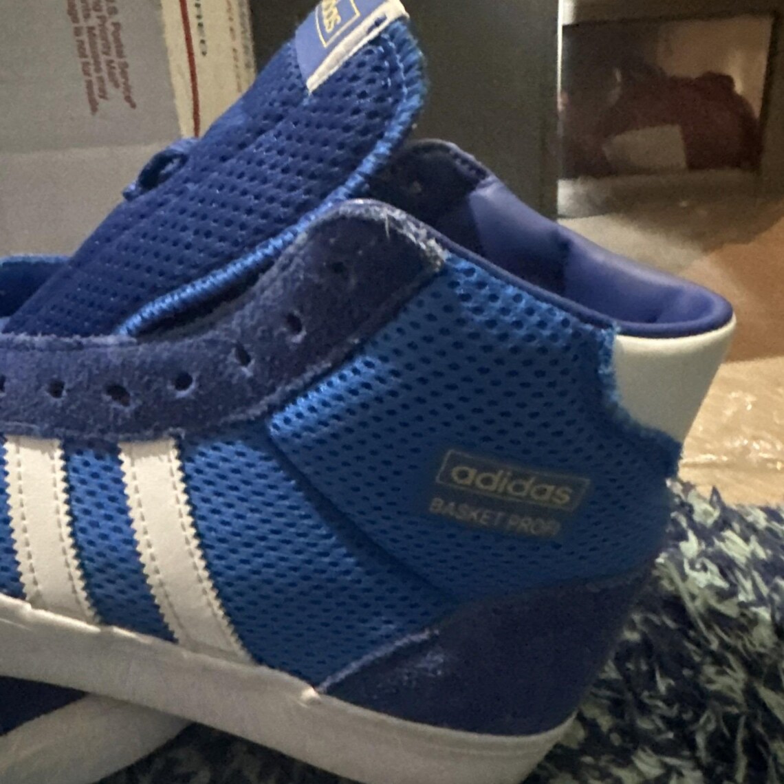 Adidas Basket Profi Sneakers Mens Size 8 Athletic Shoes Blue White High Top, Foto 3 von 5
