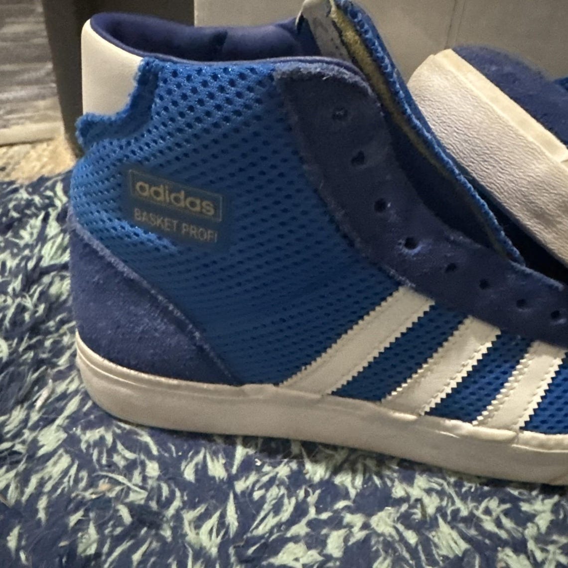 Adidas Basket Profi Sneakers Mens Size 8 Athletic Shoes Blue White High Top, Foto 2 von 5