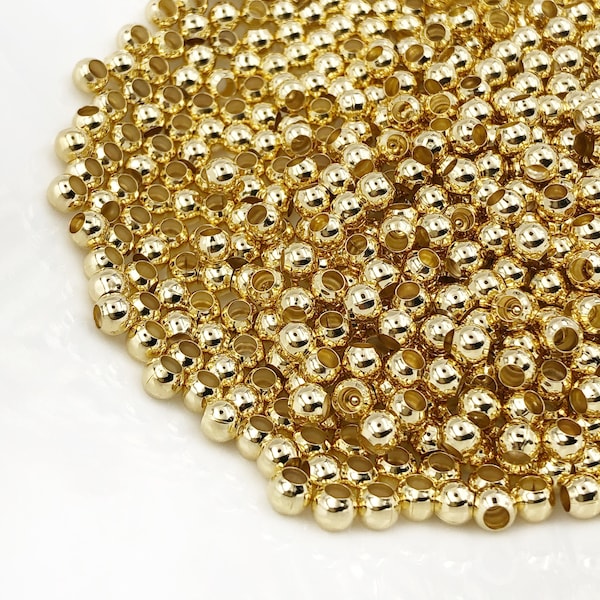 4mm Gold Filled Round Beads 1.5mm Hole Beads 100 Pcs