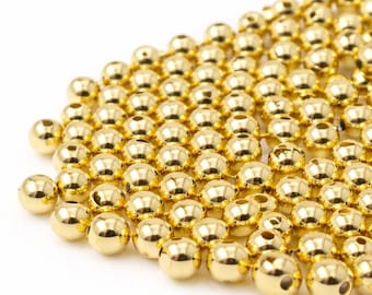 100 Pc 6 mm Small 1.5 Hole Gold-filled Round Beads, Gold-filled Beads, Gold round Beads.