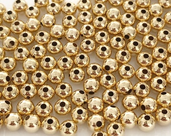 5 mm Gold filled Small Hole Round Beads, Gold filled beads, Gold round Beads