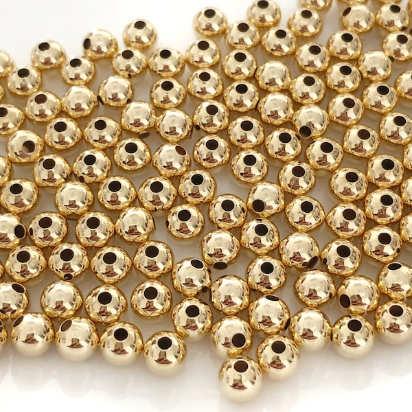 5 mm Gold filled Small Hole Round Beads, Gold filled beads, Gold round Beads