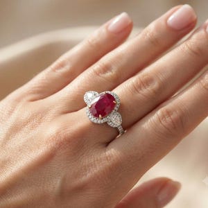 GIA Certified AAA Ruby Diamond Engagement Ring, 18K Yellow Gold Platinum (10.5ct Diamonds)
