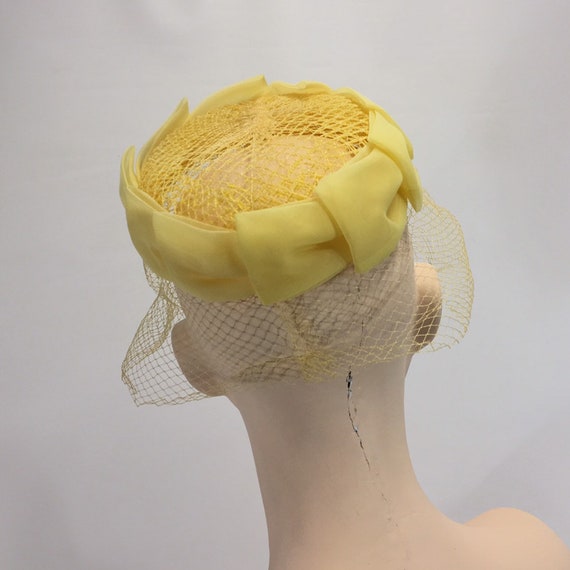 Vintage Sunshine Yellow Ring Hat with Nylon Netti… - image 4