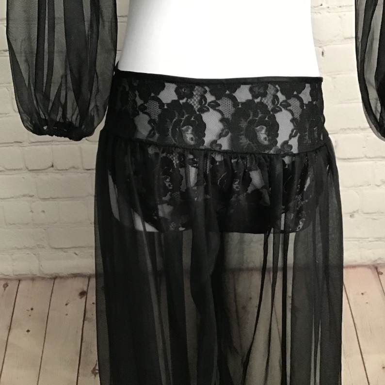 Vintage 60's Sheer Nylon Harem Pajama Set Crop Top Balloon Pants Sexy Lingerie Dream of Jeannie image 5