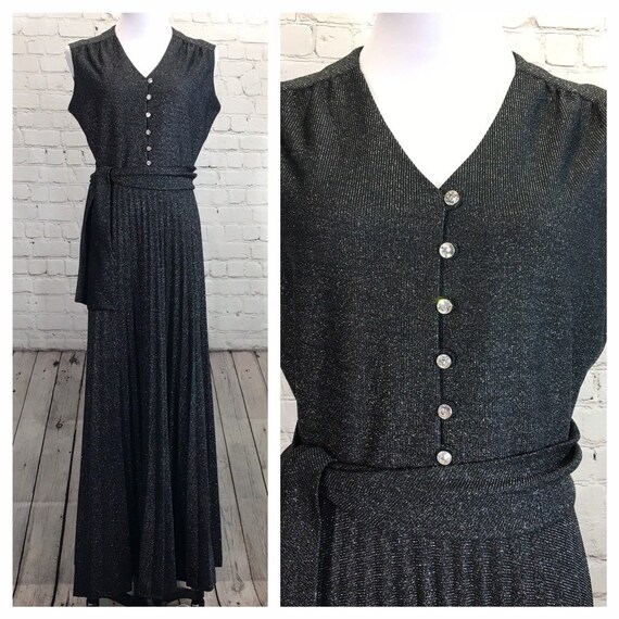 Vintage 1960's Metallic Knit Dress Large XL for Ta
