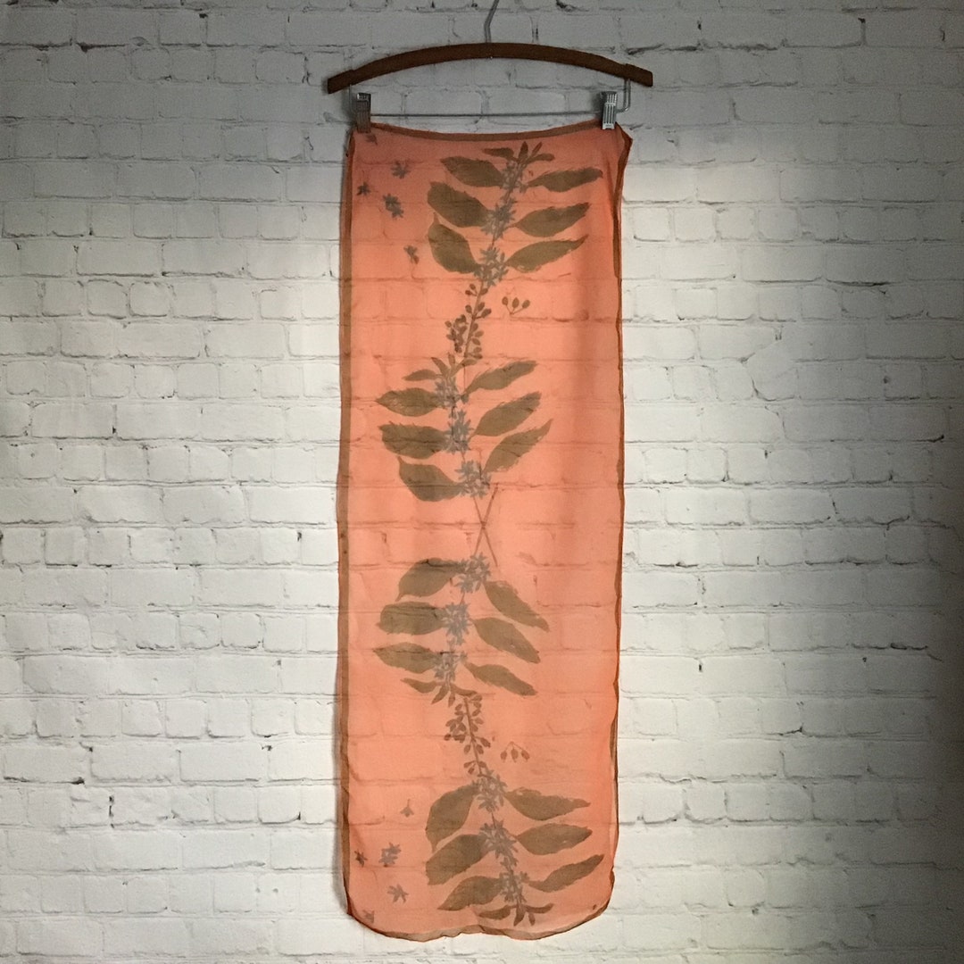 Vintage Sheer Silk Chiffon Vera Scarf Ladybug Logo 38 Long Hand Rolled ...