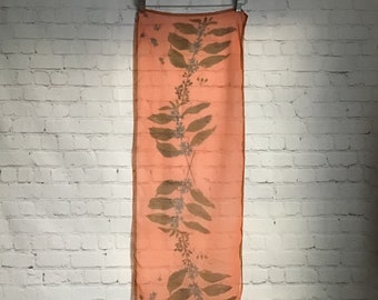 Vintage Sheer Silk Chiffon Vera Scarf Ladybug Logo 38" Long Hand Rolled Hems