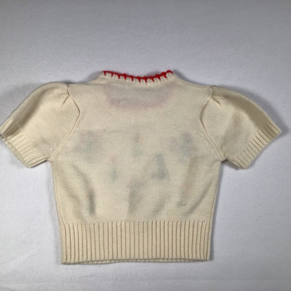 Vintage Knit Toddler Sweater Jumper Cream Red Flo… - image 4