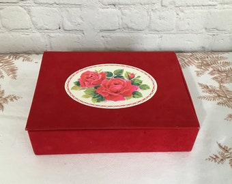 Vintage Gibson Red Velvet Stationery Boxed Set Buff Writing Paper and Envelopes