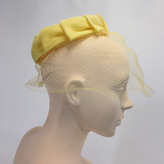 Vintage Sunshine Yellow Ring Hat with Nylon Netti… - image 3