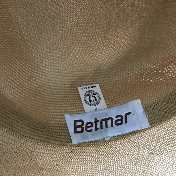 Vintage Betmar Wide Brim Straw Hat Natural Woven … - image 8