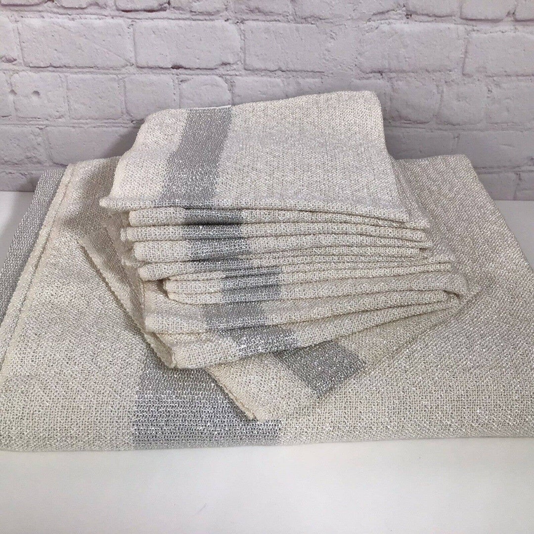 Vintage Chicago Weaving Loom Blossom Silver White Tablecloth Etsy