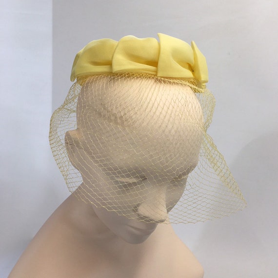 Vintage Sunshine Yellow Ring Hat with Nylon Netti… - image 2
