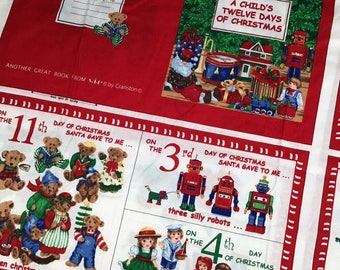 VIP Cranston A Child's 12 Days of Christmas Fabric Panel Soft Book Cut and Sew