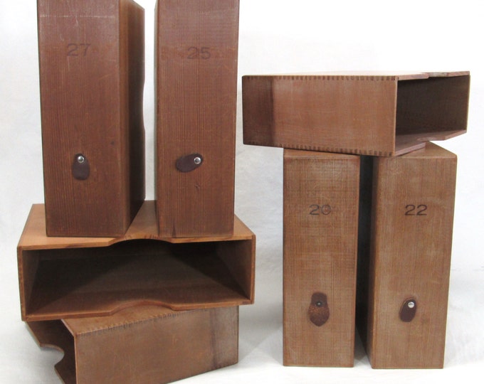 Vintage Wood Magazine File Box Shelf Organizers Industrial Periodical