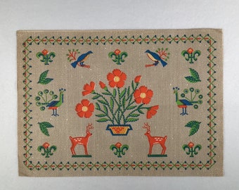 Vintage 50 Paper Placemats 10" x 14" Tan Birds Flowers Deer Disposable Camper Trailer Kitchen