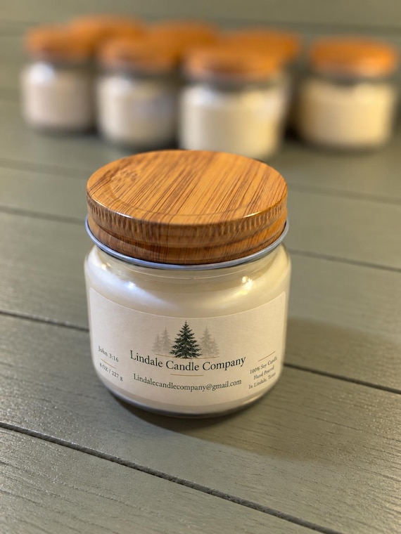 8 oz Soy Wax Mason Jar Candle, Hand Poured, Various Scents