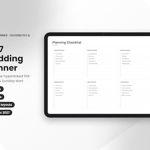 2027 Wedding Planner Book for GoodNotes and iPad, Digital Wedding Checklist, Budget Tracker, Seating Chart