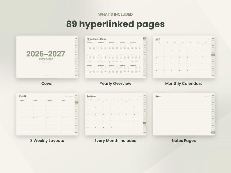 2026-2027 Digital Planner for Goodnotes and Ipad, 15 Months