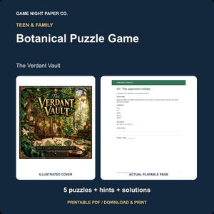 Printable Botanical Puzzle Game for Teens - The Verdant Vault