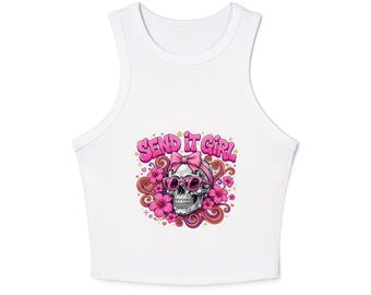 Women's micro rib racer tank top- send it girl