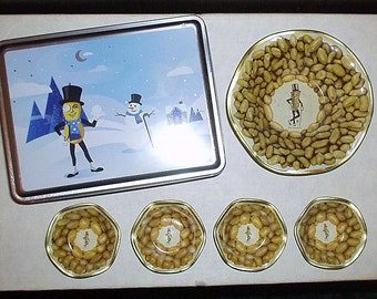 Mr. Peanut Nut Tin and Nut Snack Bowl Set