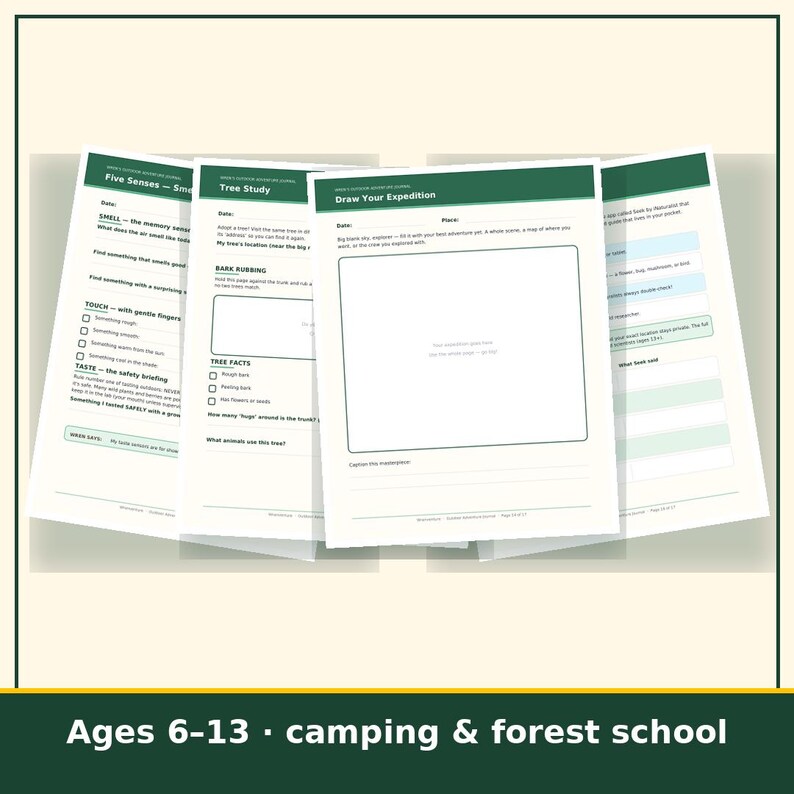 Kids Nature Journal Printable, Outdoor Adventure Journal, Homeschool Science Notebook, Camping Activity Book, Instant Download image 6
