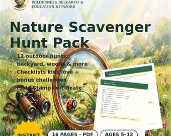 Nature Scavenger Hunt for Kids Printable, Outdoor Treasure Hunt Game, Homeschool Nature Study, Forest School Activity