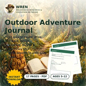 Kids Nature Journal Printable, Outdoor Adventure Journal, Homeschool Science Notebook, Camping Activity Book, Instant Download image 1