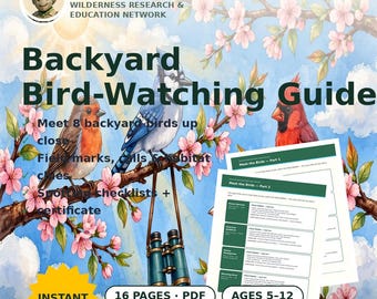 Backyard Bird Watching Guide for Kids Printable, Bird Identification Chart, Homeschool Science, Nature Study Journal