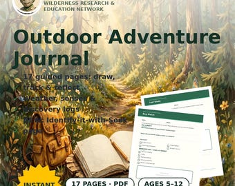 Kids Nature Journal Printable, Outdoor Adventure Journal, Homeschool Science Notebook, Camping Activity Book, Instant Download