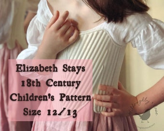 Wzór na gorsety dziecięce z XVIII wieku nr WR2101 Rozmiar 12/13 - Wzór na gorsety Elizabeth 1750-1780