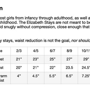18th Century Children's Stays Pattern Size Pack A: 2/3 & 4/5 Elizabeth Stays Pattern 1750-1780 WR2101 image 4