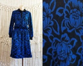 Vtg 70s Floral Sweater Dress size M L