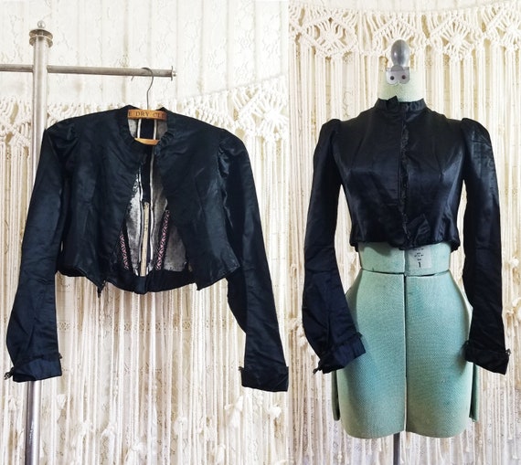 Antique 1800s Victorian High Collar Gothic Jacket