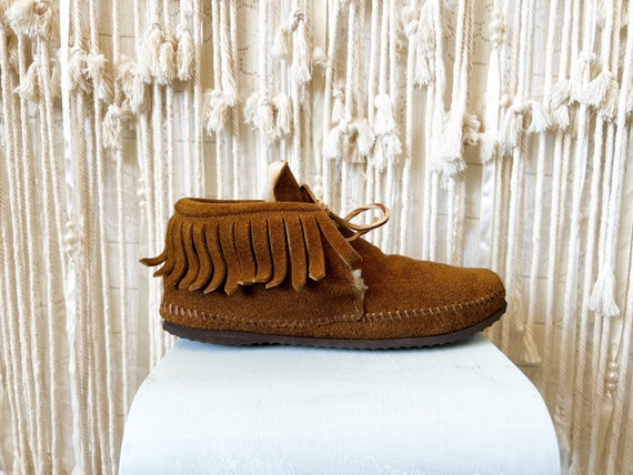 size 6.5 | Vtg 80s Minnetonka Suede Fringe Moccas… - image 3