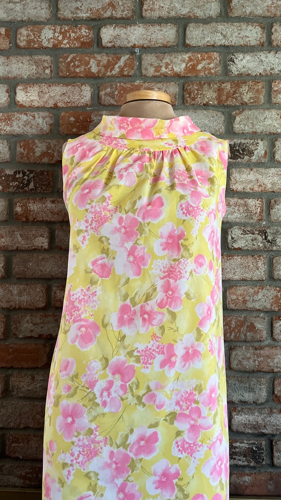 S - M | Vtg 60s Lemon + Pink Handmade Shift Dress - image 5